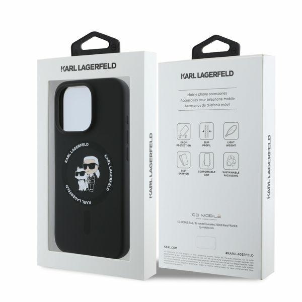 Karl Lagerfeld Silicone Karl&Choupette Heads Ring MagSafe Phone Case Cover iPhone 16 Pro Max - Black (3)