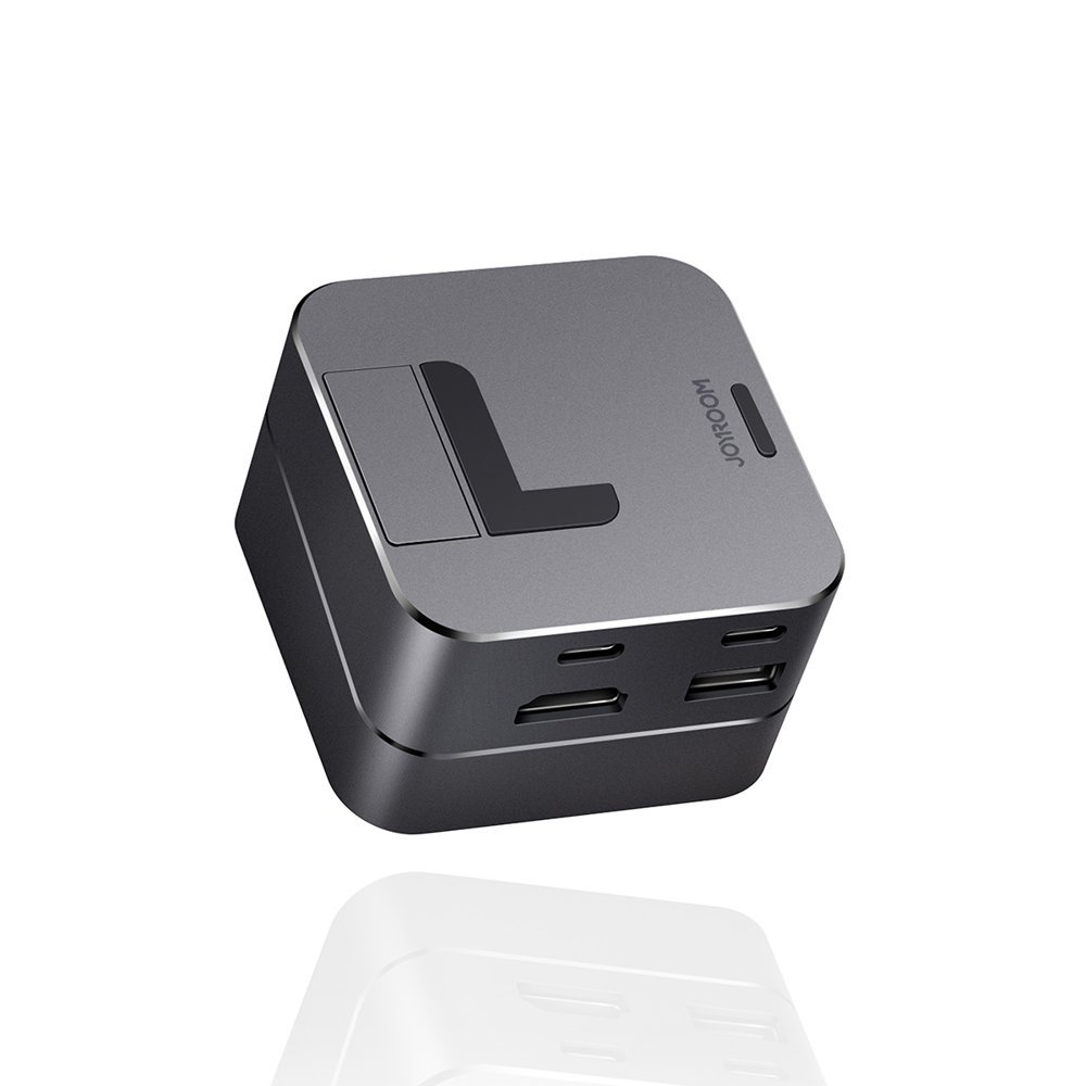 Hub Joyroom S-H121 USB-C stand - USB-A 3.0 / RJ45 / HDMI / USB-C / Thunderbolt MacBook Pro - gray