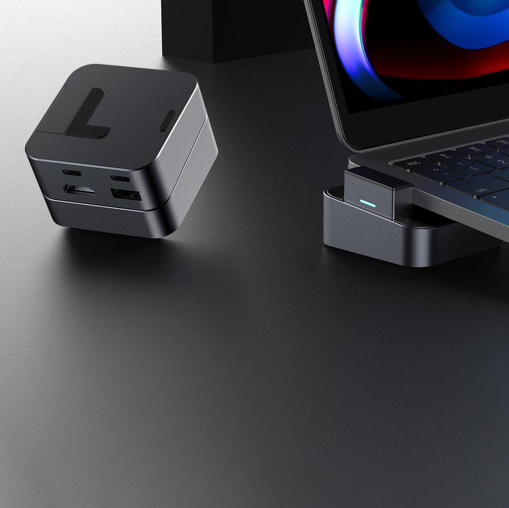 Hub Joyroom S-H121 USB-C stand - USB-A 3.0 / RJ45 / HDMI / USB-C / Thunderbolt MacBook Pro - gray