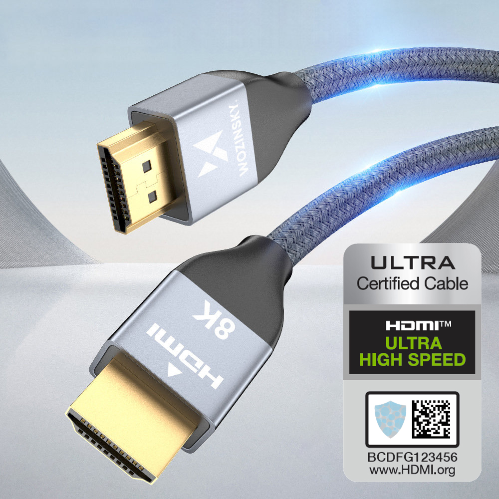 Wozinsky HDMI 2.1 кабель 8K 60 Гц 48 Гбит/с / 4K 120 Гц / 2K 144 Гц 2 м, серебристый...