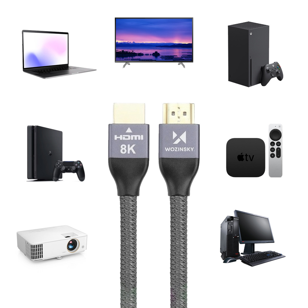 Wozinsky HDMI 2.1 кабель 8K 60 Гц 48 Гбит/с / 4K 120 Гц / 2K 144 Гц 2 м, серебристый...