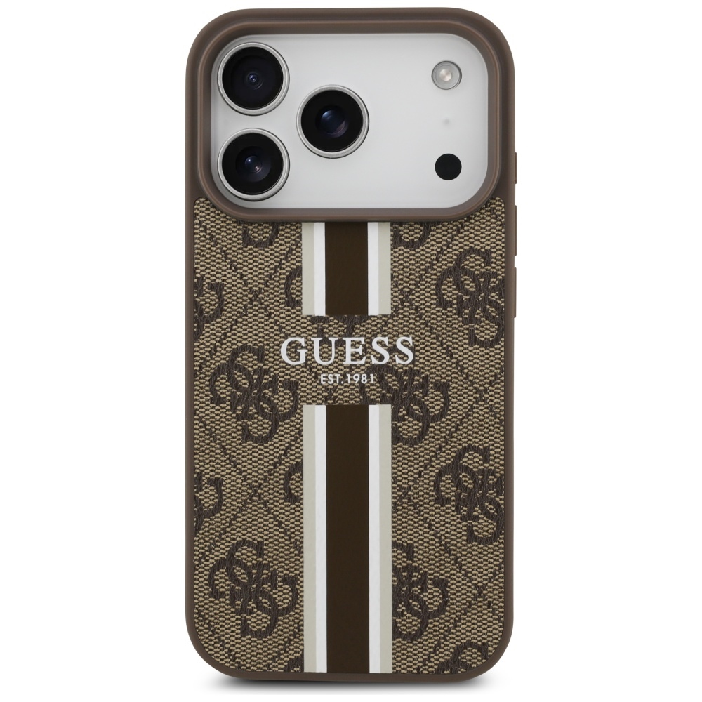 Guess 4G Printed Stripes MagSafe Phone Case Cover iPhone 17 Pro - brown (1)
