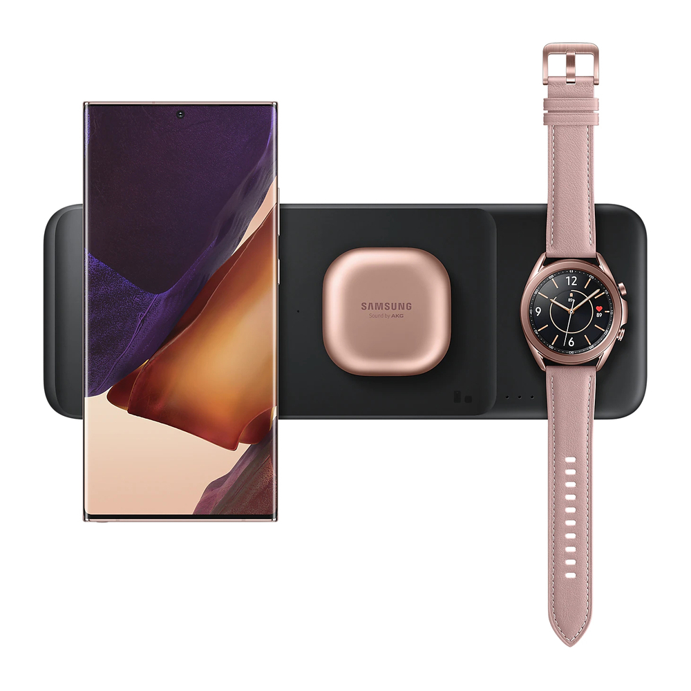 Samsung Trio EP-P6300TBEGEU 3in1 inductive charger phone / Galaxy Watch / Buds - black + mains charger + cable