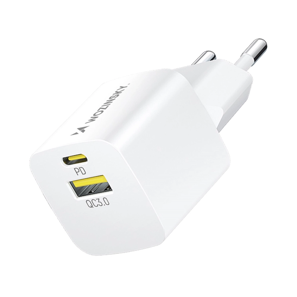 Сетевое зарядное устройство Wozinsky WWCEAC GaN USB-A USB-C 33W – белое