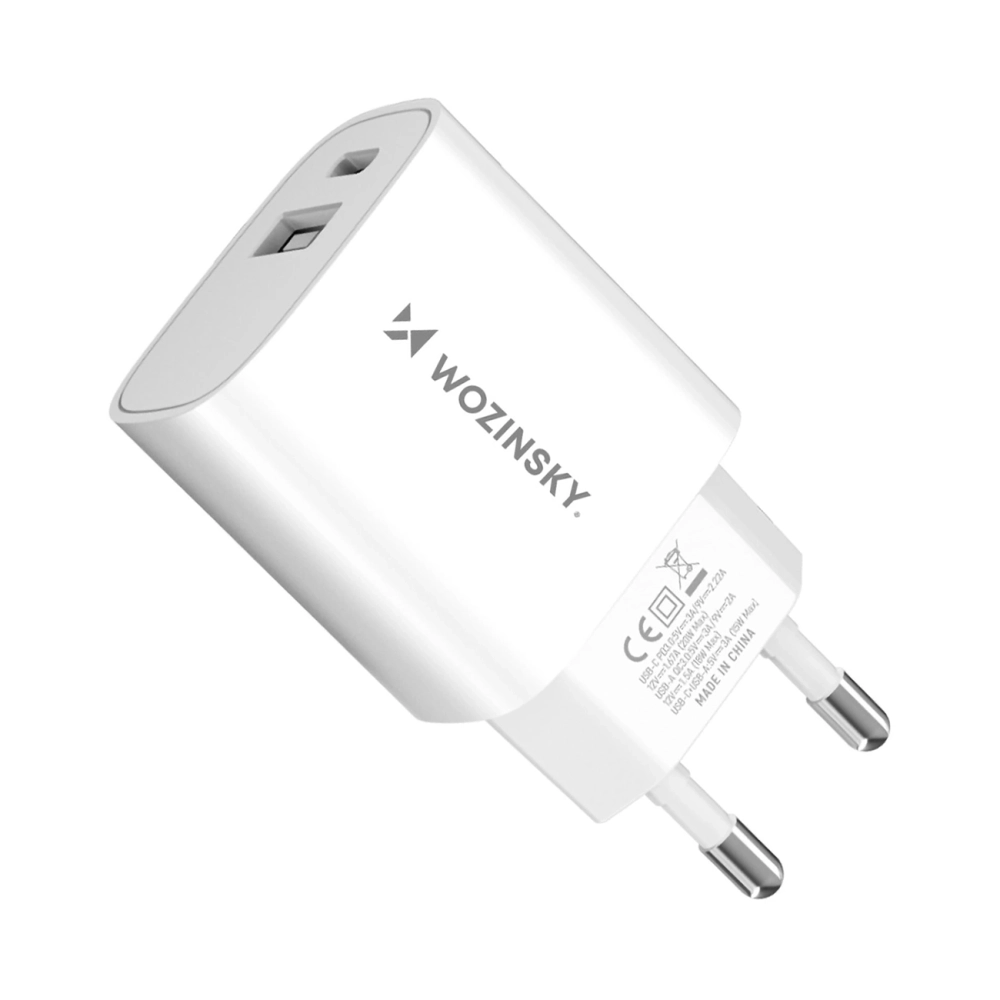 Wozinsky WGWCW USB-A USB-C 20W Wall Charger - White