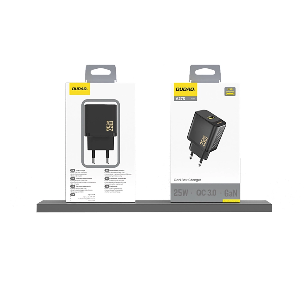 Dudao A27S 25W GaN USB-A Charger - Black
