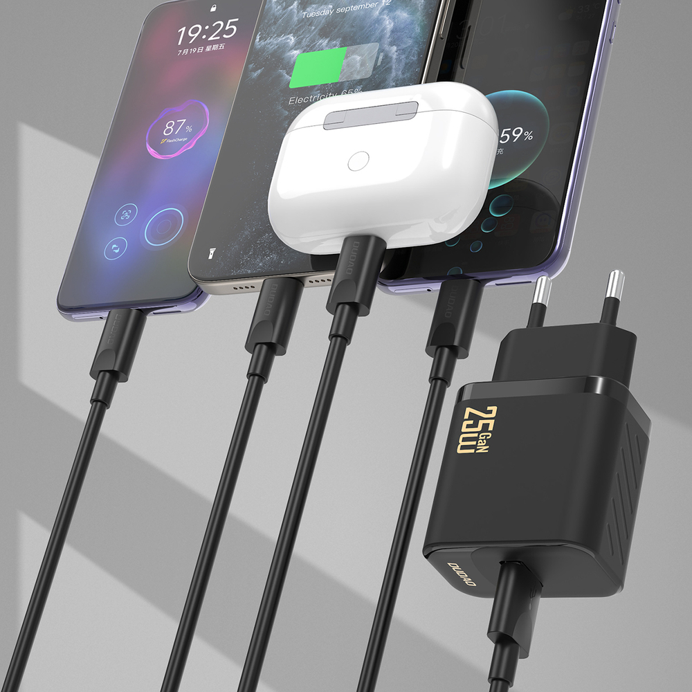 Dudao A27STEU 25W GaN USB-A Wall Charger with USB-A - USB-C Cable - Black (0)