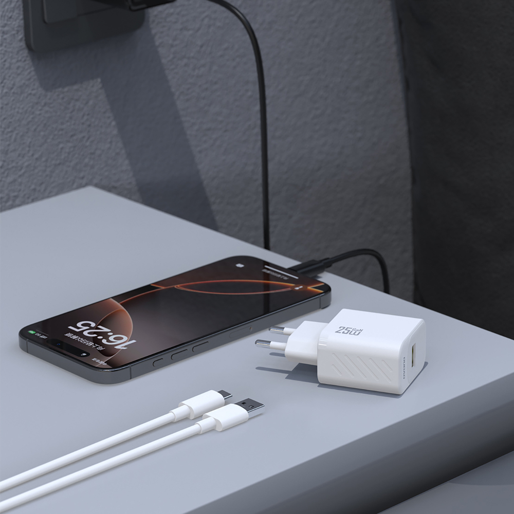 Dudao A27STEU 25W GaN USB-A Wall Charger with USB-A - USB-C Cable - Black (1)