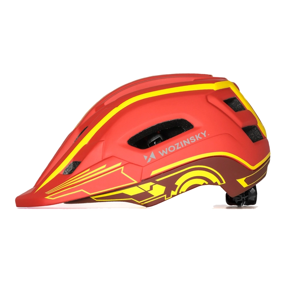 Wozinsky Kids\' Full Face Bike Helmet with USB Rear Light S - Red and Yellow
