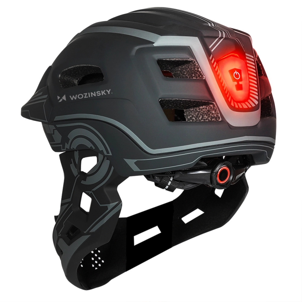 Wozinsky Kids\' Full Face Bike Helmet with USB Rear Light S - Gray