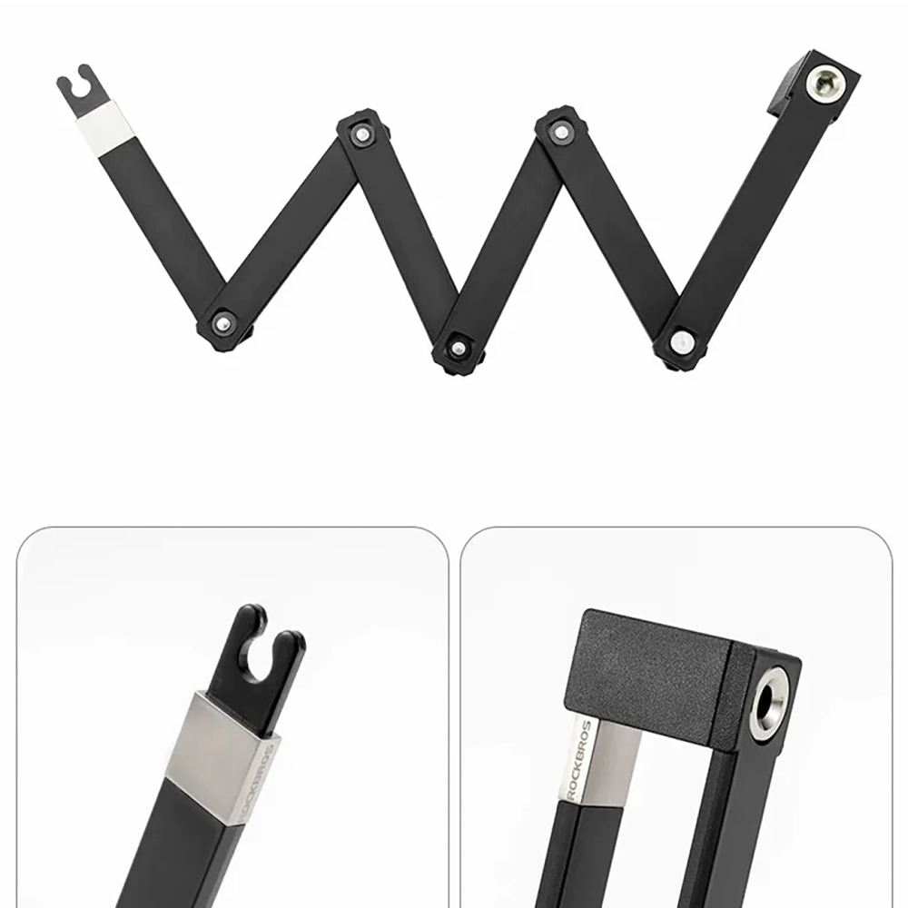 Foldable Bicycle Lock Rockbros 32140003001 with Mount 88cm Black