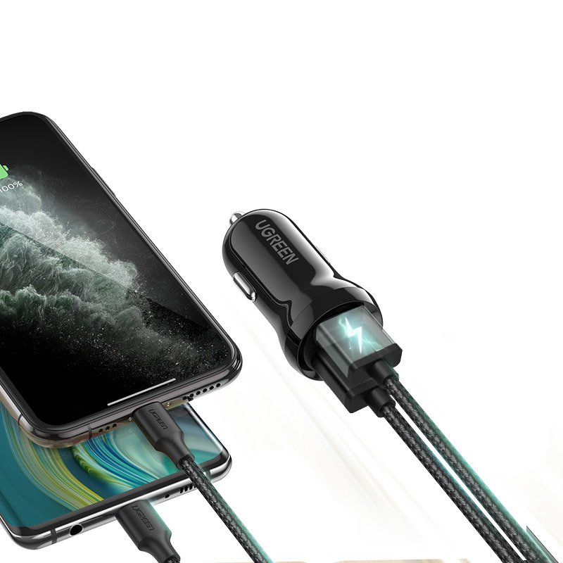 Dual USB Car Charger Ugreen 50875 24W 4.8A Black