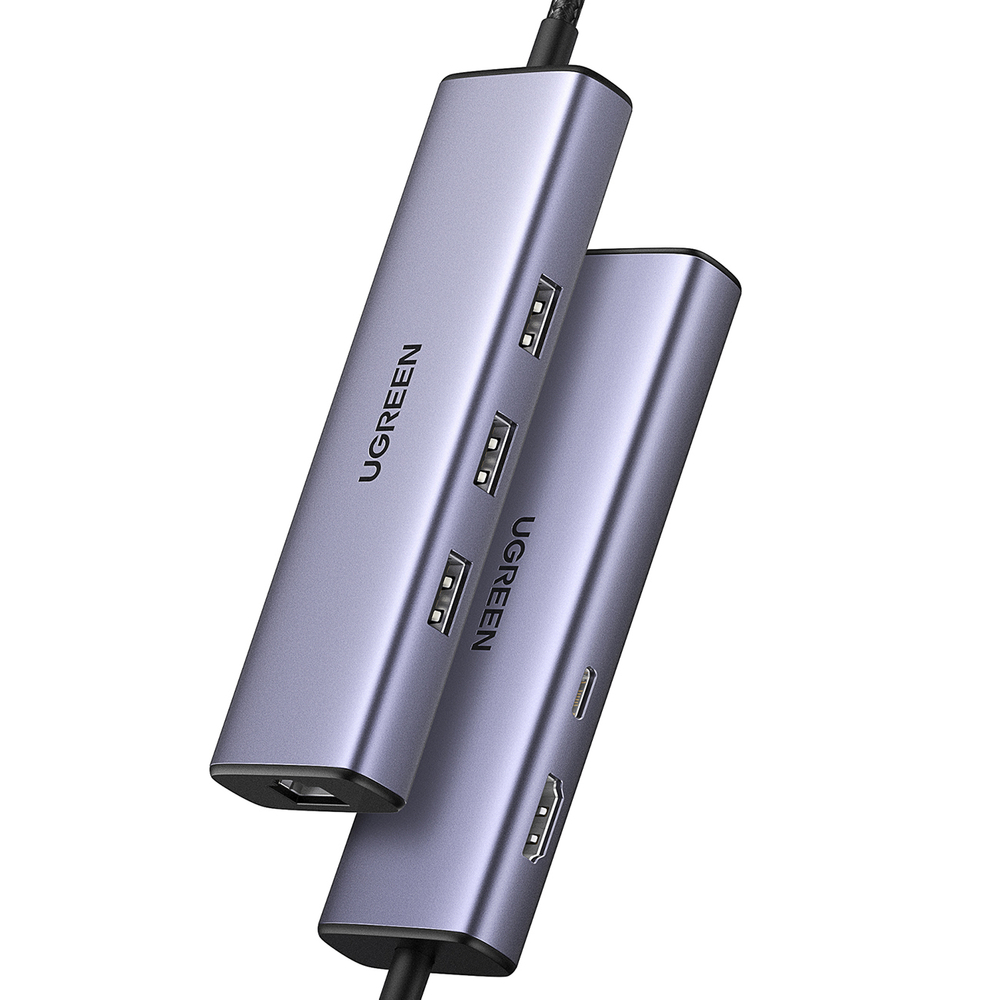 Ugreen CM512 6-in-1 USB-C Hub (3x USB 3.0, HDMI, RJ45, USB-C PD) - Gray