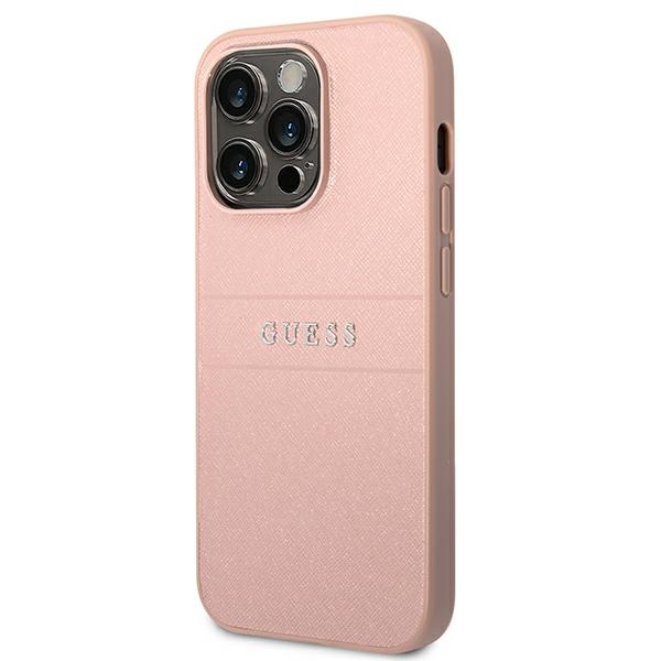 Guess Saffiano Strap Case for Apple iPhone 14 Pro Max, Pink