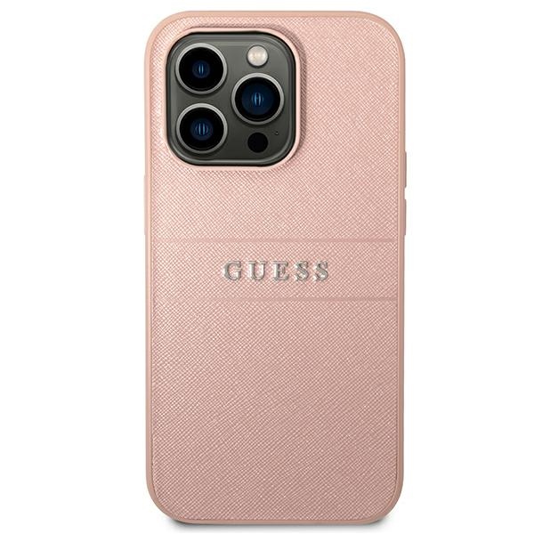 Guess Saffiano Strap Case for Apple iPhone 14 Pro Max, Pink