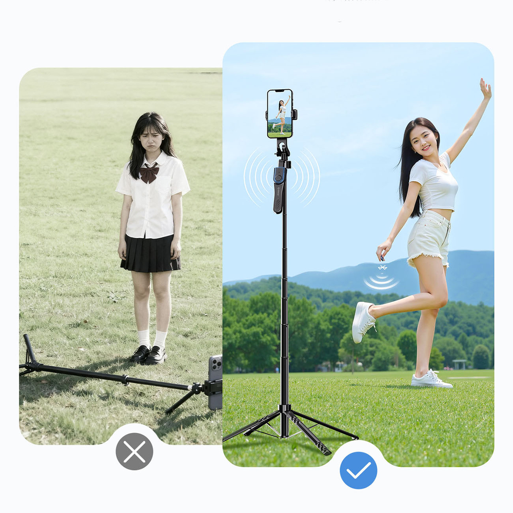 Orico SPN185 Selfie Stick Tripod with 1/4\" Thread and Bluetooth 5.2, Black