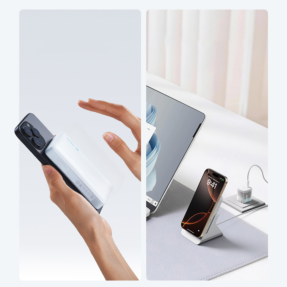 Cuktech WPB100N 10000mAh Magnetic Power Bank with Stand, 20W, White