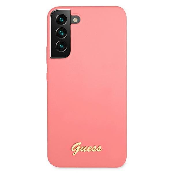 Guess Silicone Script Metal Logo Case for Samsung Galaxy S22+ S906, Fuchsia (1)
