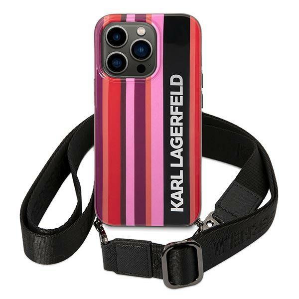 Karl Lagerfeld Color Stripes Strap Case for iPhone 14 Pro, Pink (0)