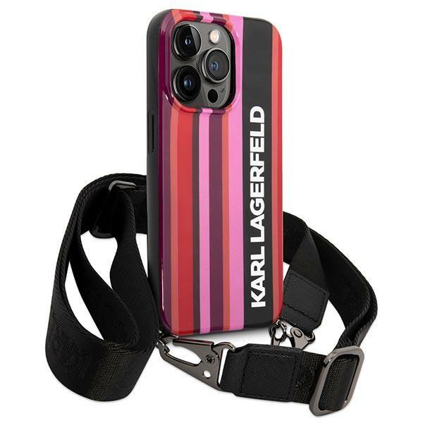 Karl Lagerfeld Color Stripes Strap Case for iPhone 14 Pro, Pink (1)