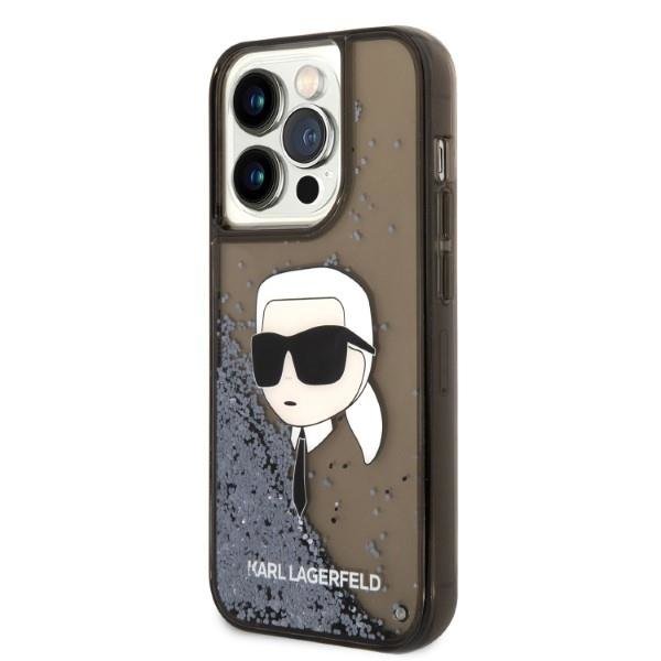 Karl Lagerfeld Liquid Glitter Karl Head Case for iPhone 14 Pro, Black (0)