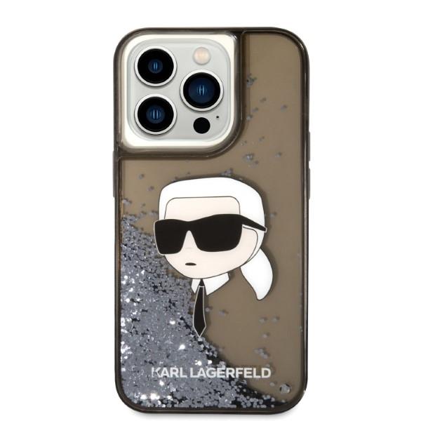 Karl Lagerfeld Liquid Glitter Karl Head Case for iPhone 14 Pro, Black (1)