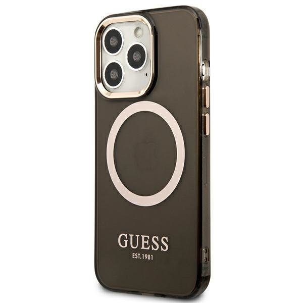 Guess Gold Outline Translucent MagSafe Case for iPhone 13 Pro Max - Black (0)