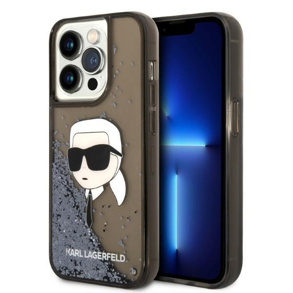 KARL LAGERFELD Custodia IPhone 13 Pro Max: Motivo Testa Di Karl, Rosa Glitterato, Protezione Anti-Caduta 2 Metri