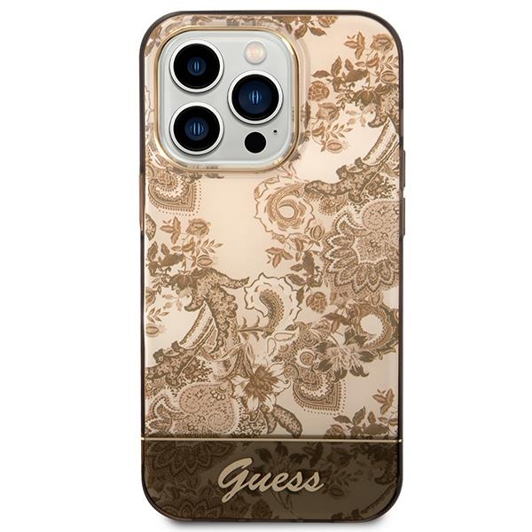 Guess Porcelain Collection Case for iPhone 14 Pro Max Ocher (1)