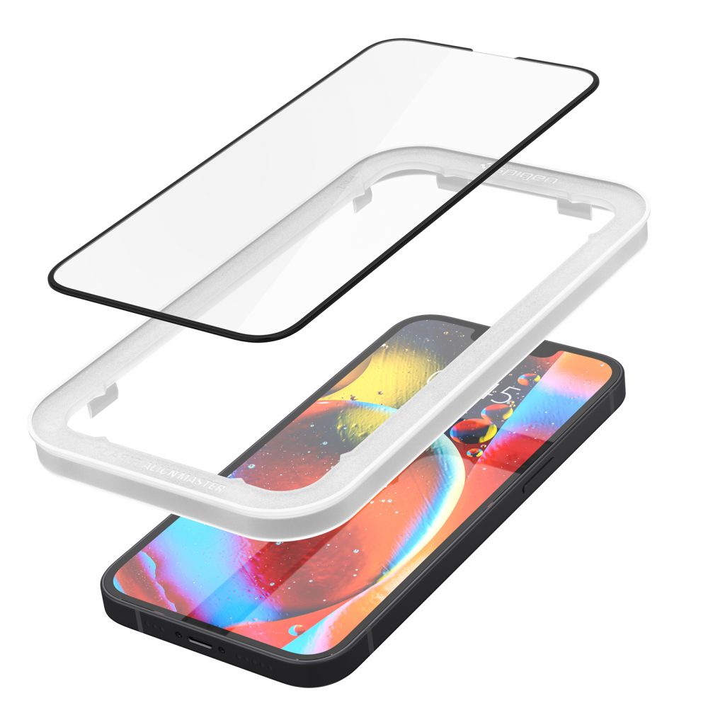 Apple iPhone 14 / 13 / 13 Pro 6.1\'\' Spigen ALM Glass FC Tempered Glass Screen Protector, Black | Защитное...
