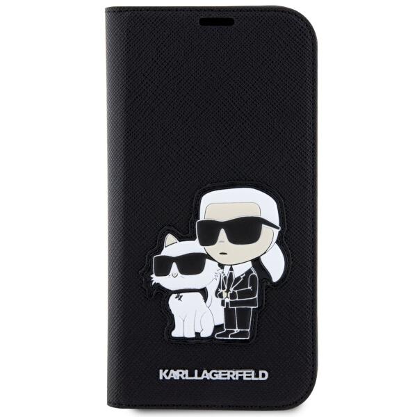 Karl Lagerfeld iPhone 14 Pro Wallet Case Saffiano Karl & Choupette, Black (1)