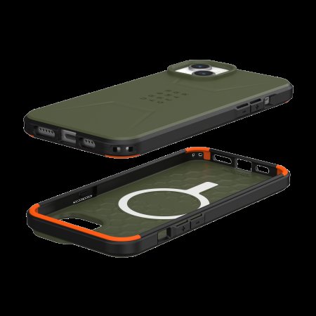 Apple iPhone 15 Plus 6.7'' UAG Civilian Magsafe Hard Case Cover, Olive (1)