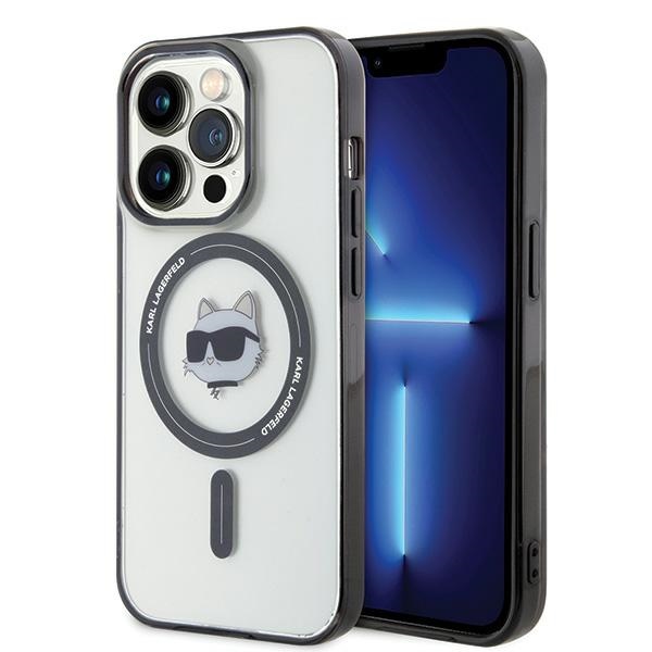Karl Lagerfeld iPhone 15 Pro Case IML Choupette\'s Head MagSafe, Transparent