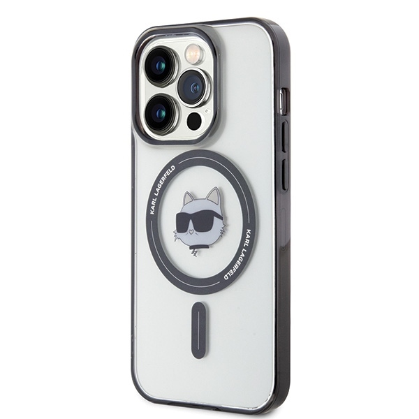 Karl Lagerfeld iPhone 15 Pro Case IML Choupette\'s Head MagSafe, Transparent