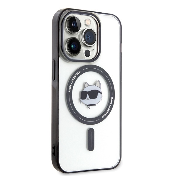 Karl Lagerfeld iPhone 15 Pro Case IML Choupette\'s Head MagSafe, Transparent