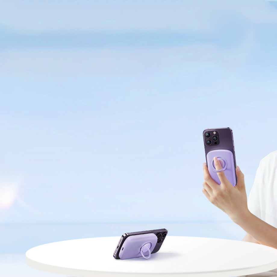 Wireless powerbank 6000mAh Joyroom JR-W030 20W MagSafe with ring and stand - purple