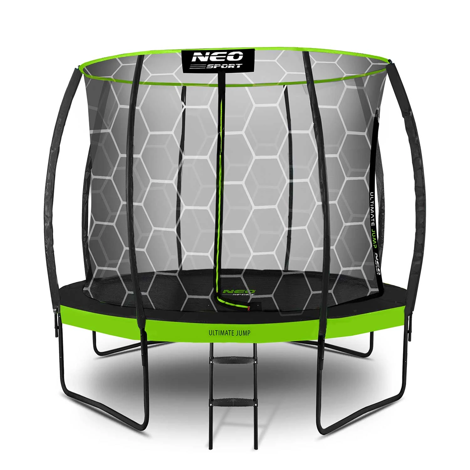 Neo-Sport NS-08C221 dārza batuts ar iekšējo tīklu 252 cm (8ft), melns/zaļš