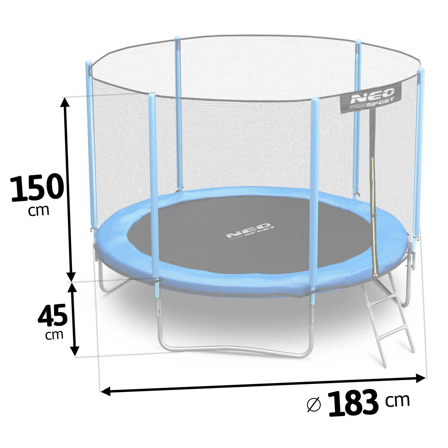 Neo-Sport Garden Trampoline 183 cm (6ft) with Outer Net and Ladder