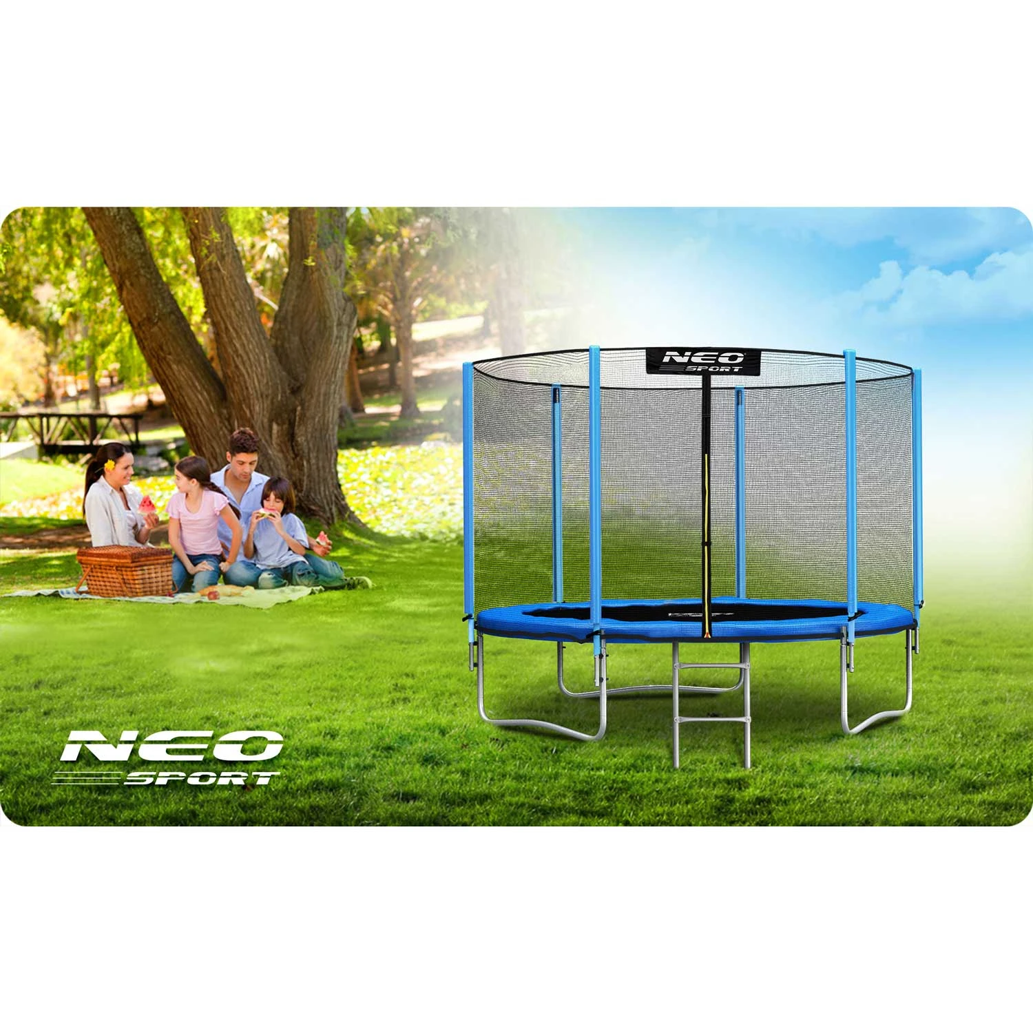 Neo-Sport Garden Trampoline 183 cm (6ft) with Outer Net and Ladder