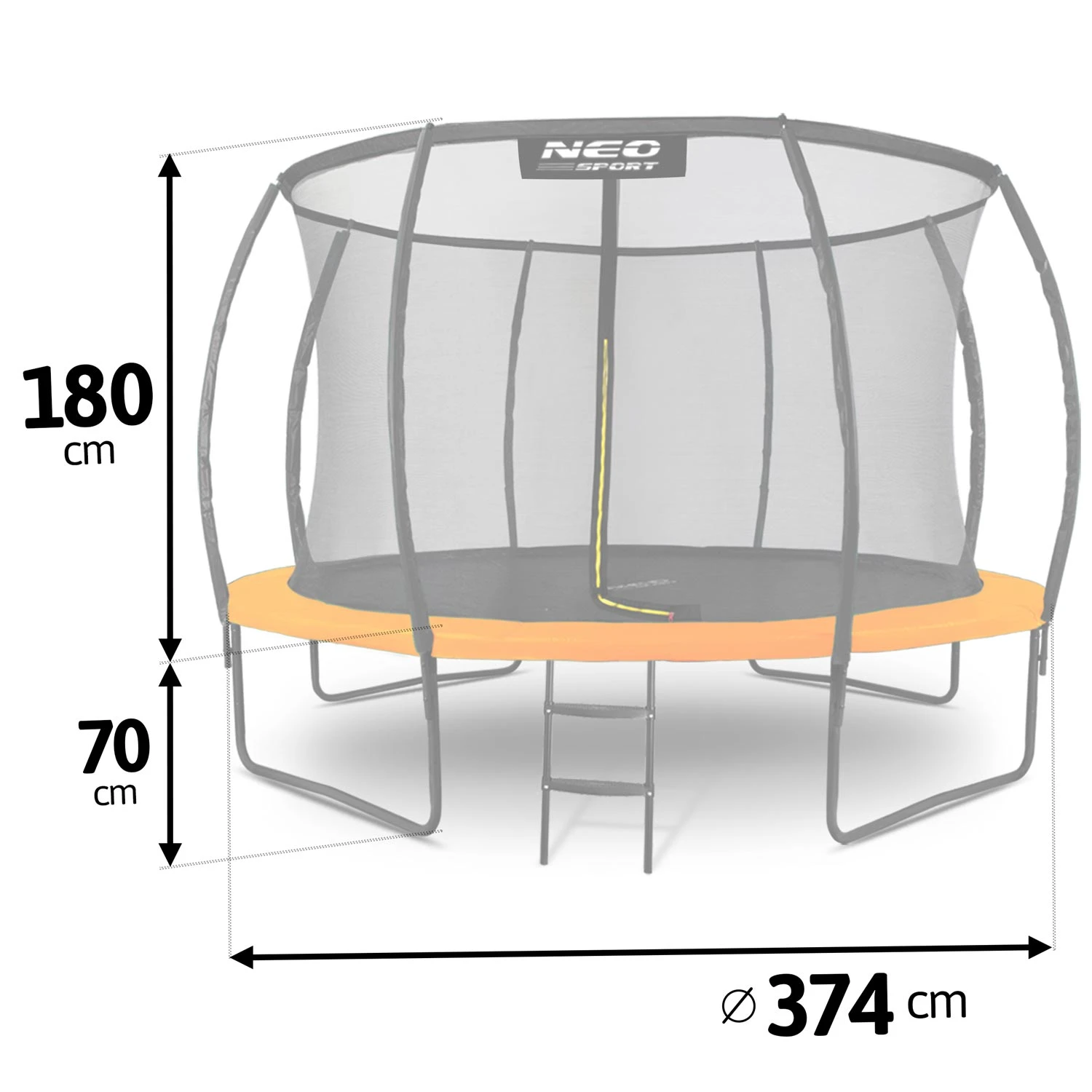 Neo-Sport NS-12C201 Garden Trampoline with Inner Net 374 cm (12ft), Orange