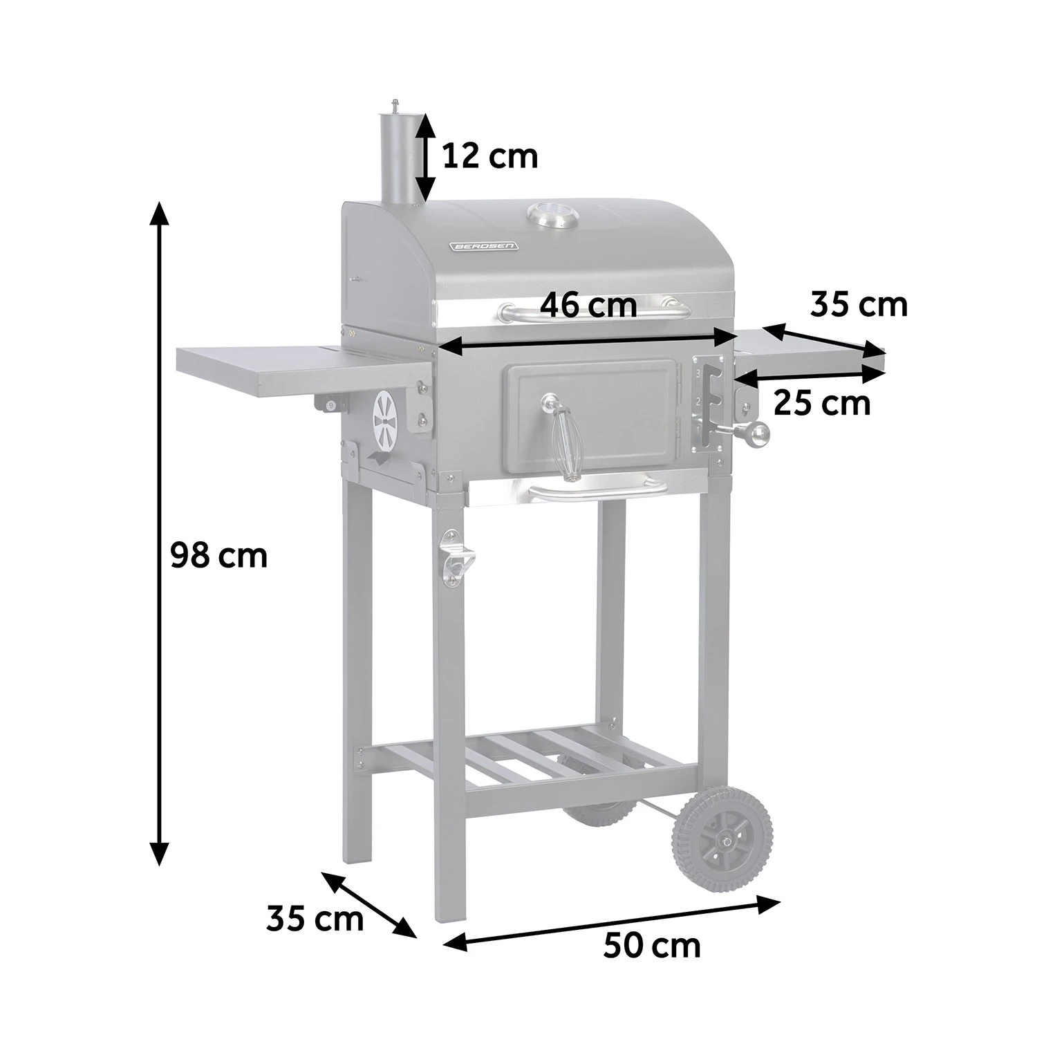 Berdsen BD-892 Charcoal Grill with Cover, Black