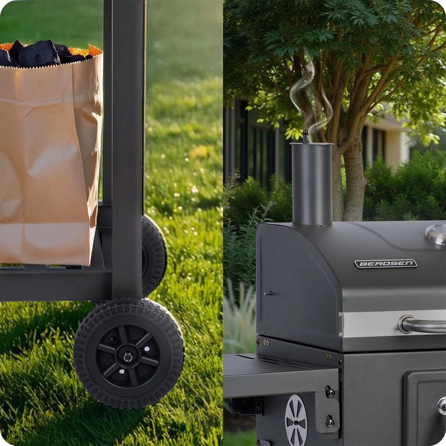 Berdsen BD-892 Charcoal Grill with Cover, Black