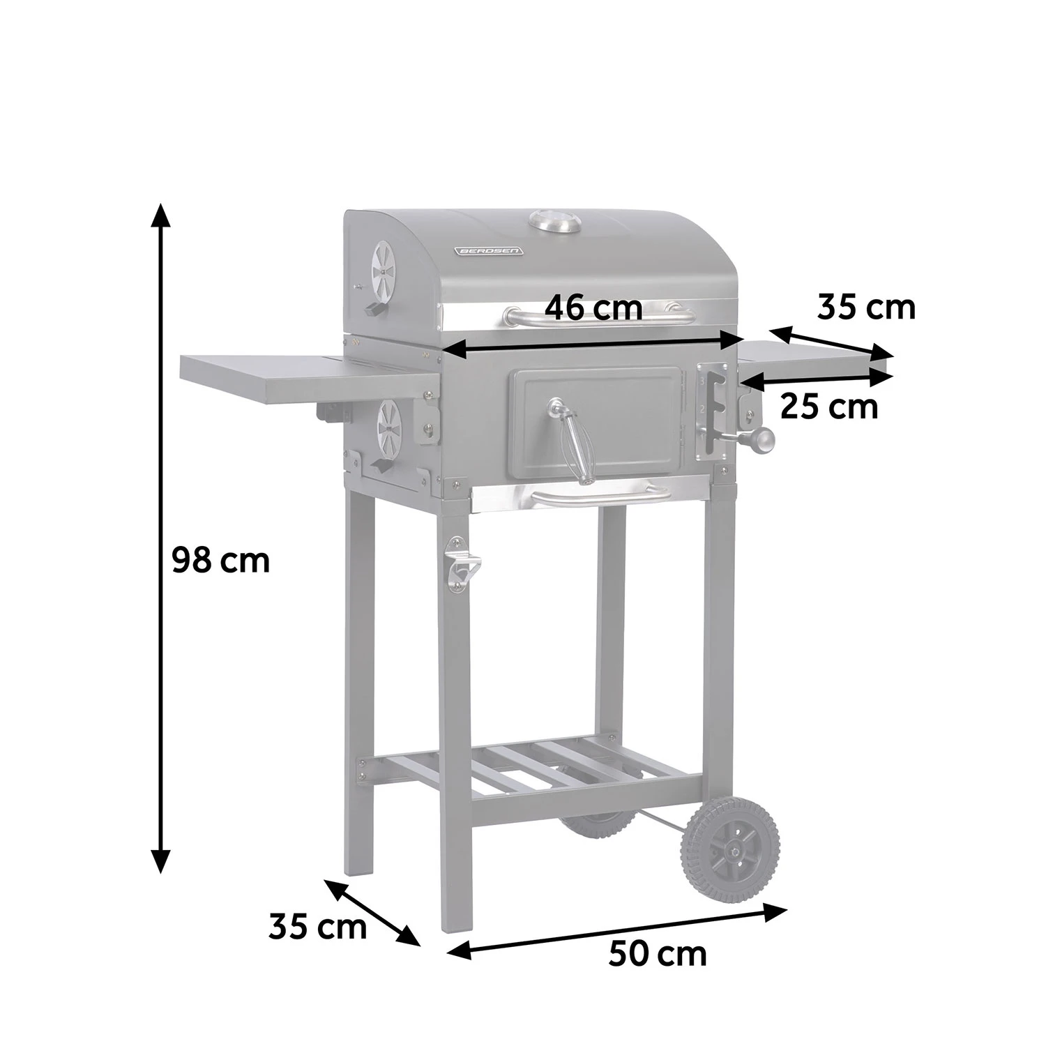 Berdsen BD-892 Charcoal Grill with Cover, Black