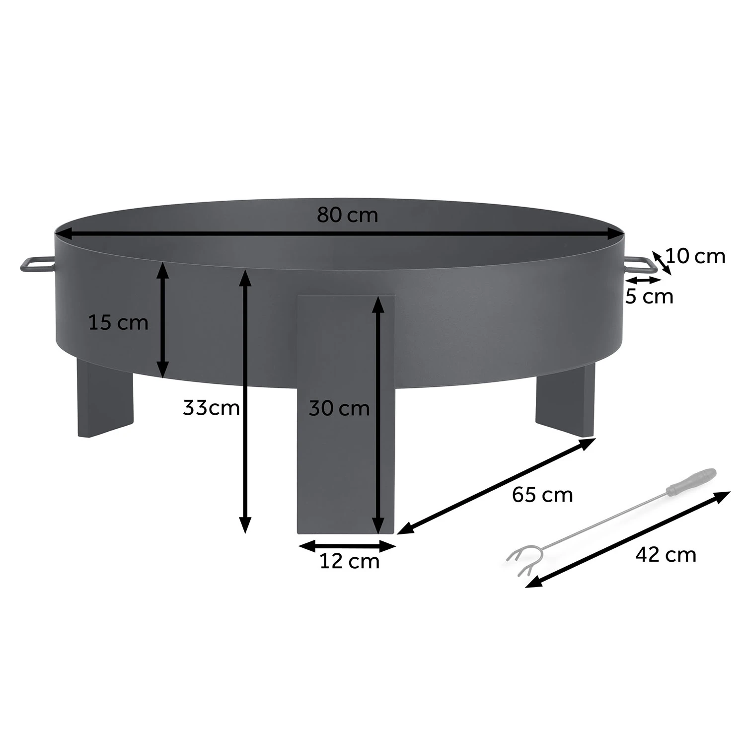 Berdsen BD-883 Garden Fire Pit, 80 cm, Black