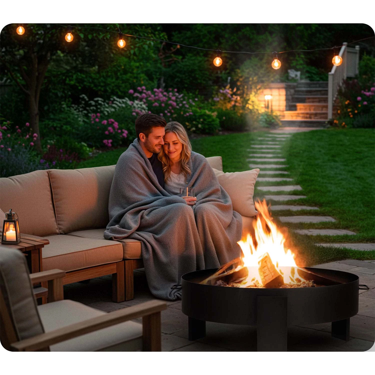 Berdsen BD-883 Garden Fire Pit, 80 cm, Black