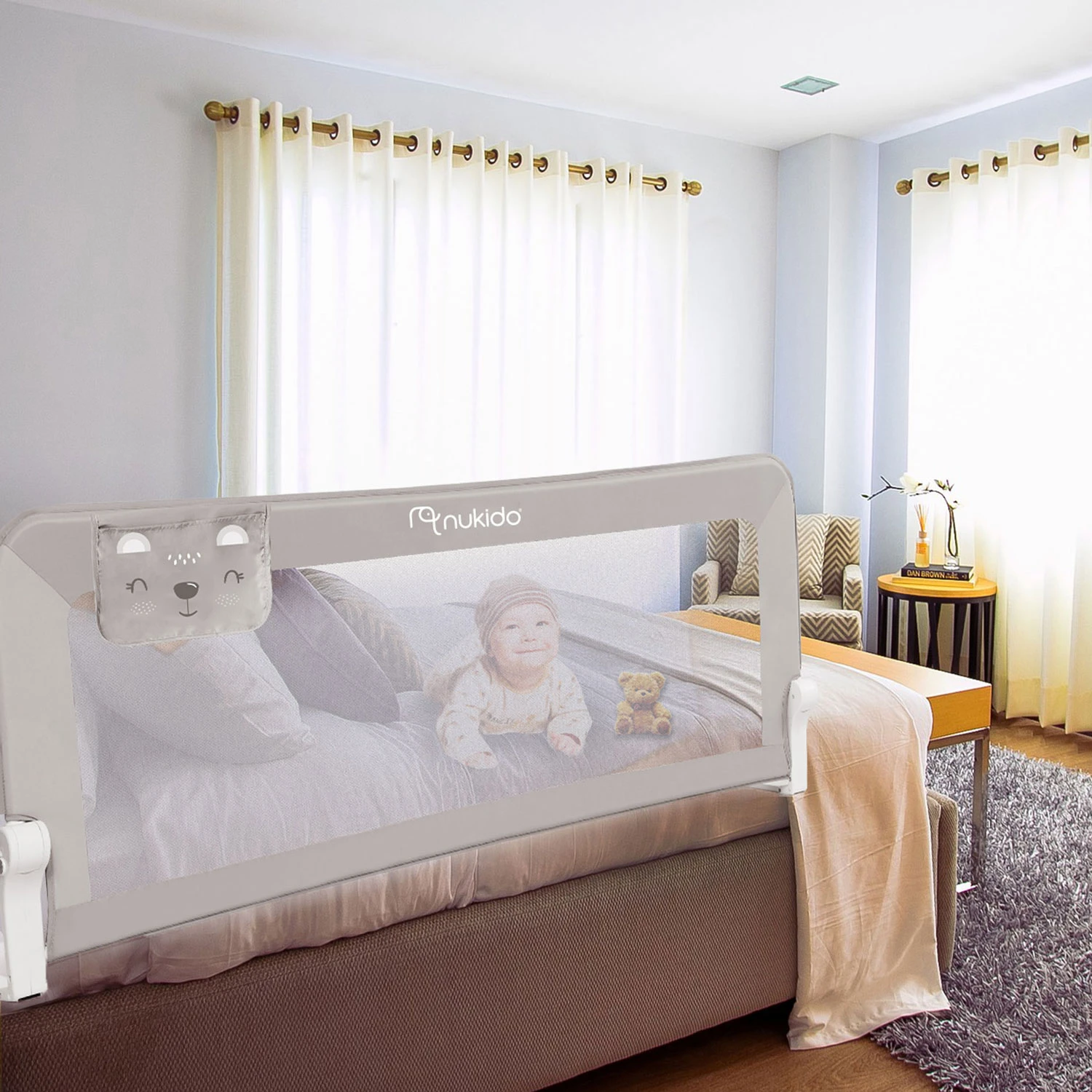 Защитный барьер для кровати Nukido 722300 150x66x35 см, серый