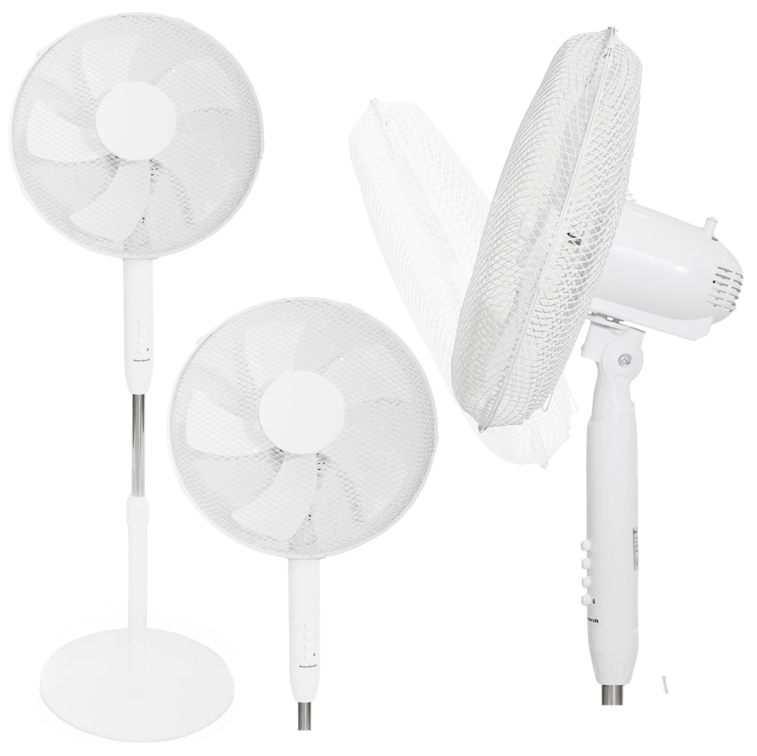 Pedestal Fan 45W with 3 Speeds and 3 Modes, 5 Blades, White