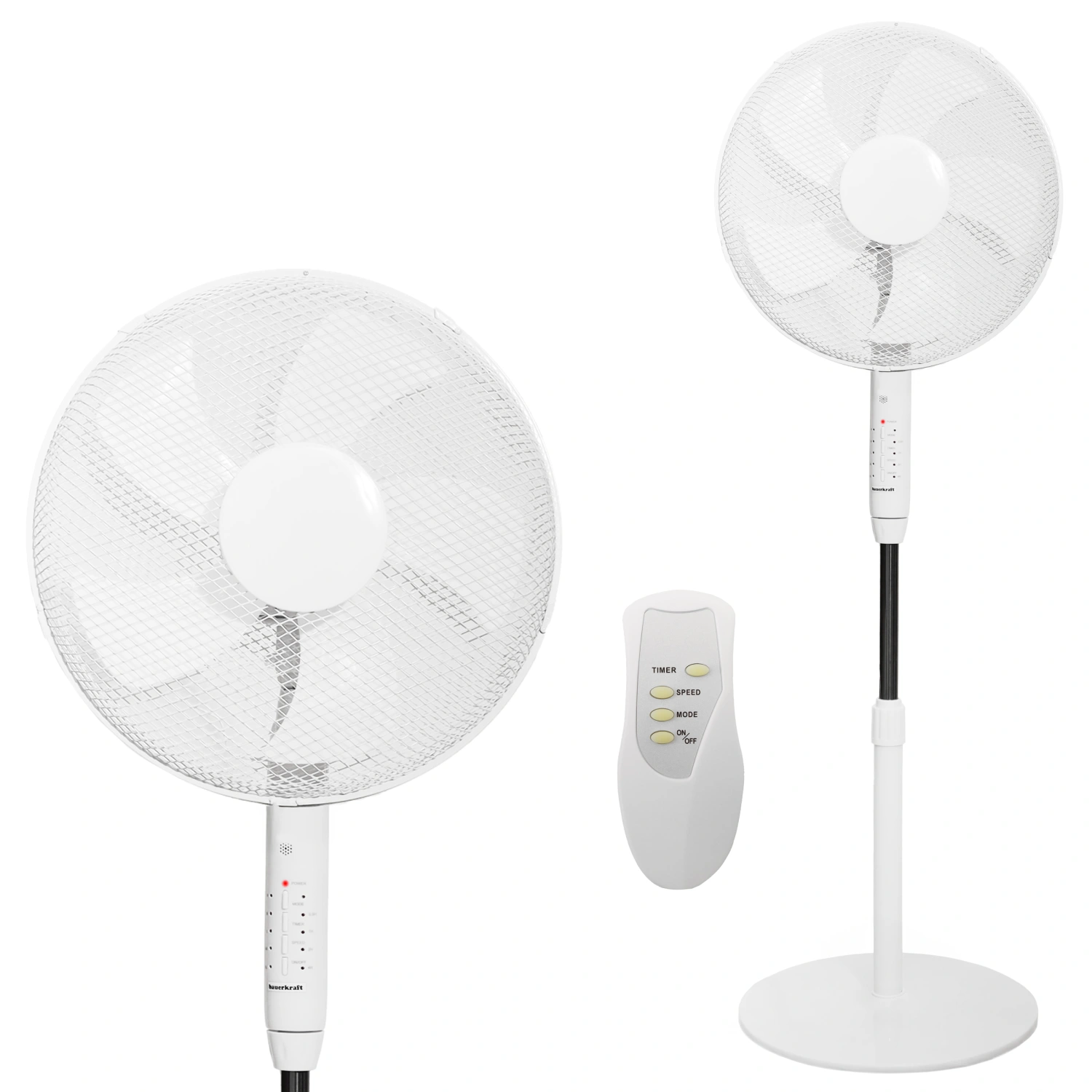 Standing Pedestal Fan 45W with Remote, 5 Blades, 3 Speeds & Modes, Timer
