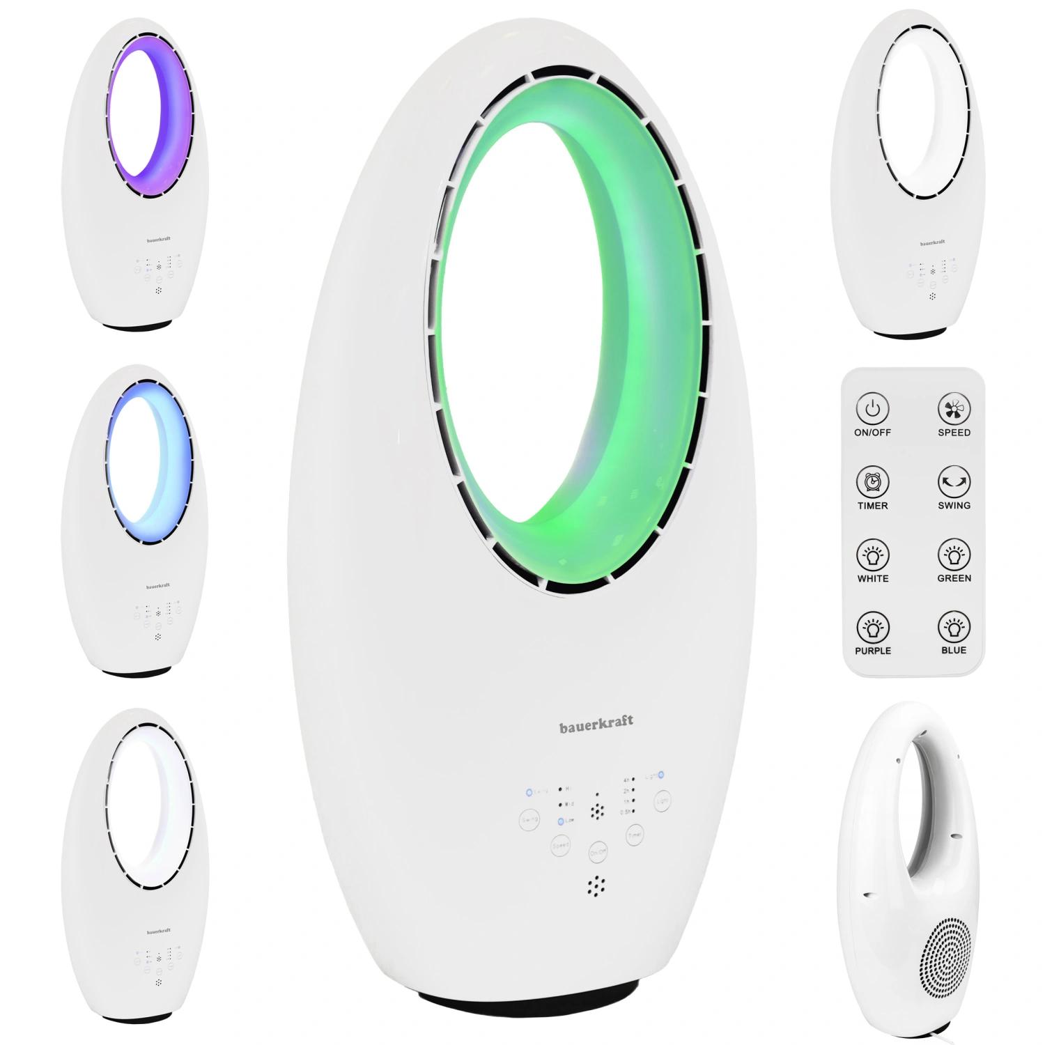 Bladeless Tower Fan 60W with Remote Control, 3 Speeds and LED Light