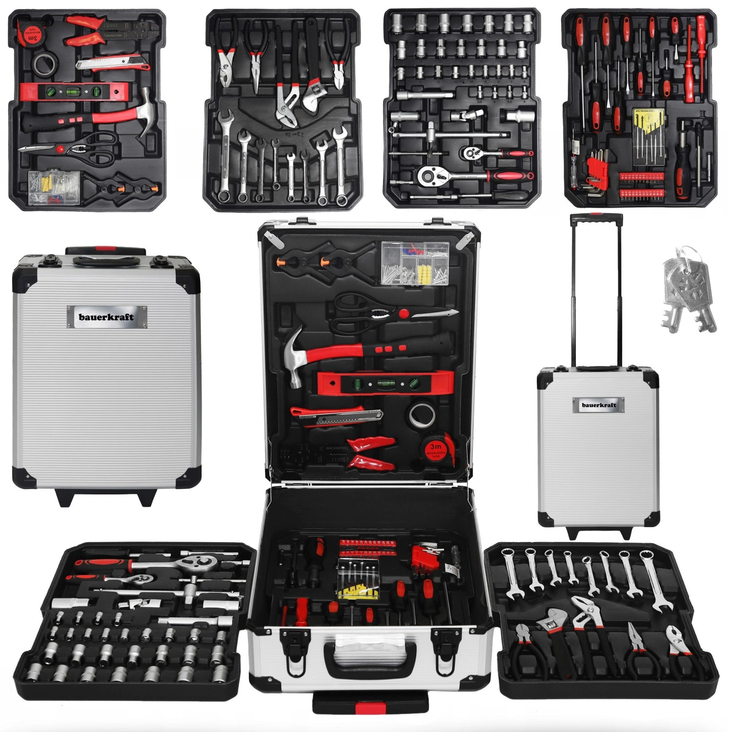 Bauerkraft 189-Piece Tool Set in Rolling Trolley Case for Home & Workshop